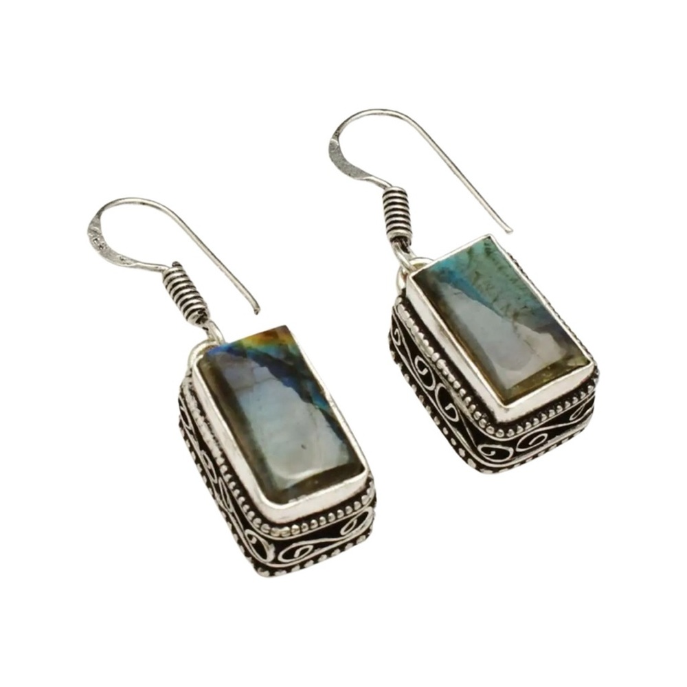 Elegant Silver and Blue Stone Earrings